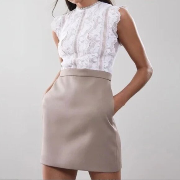 Reiss Dresses & Skirts - Reiss Sally lace bodice dress in mocha, US Size 8, excellent condition